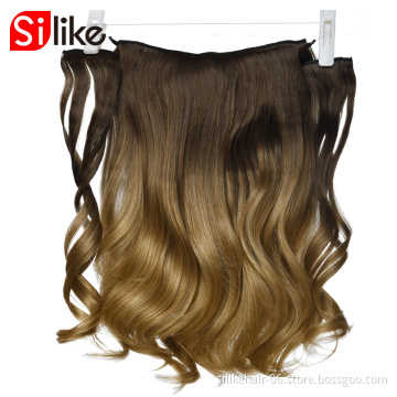 Silike 18 inch Synthetic Line  in Hair Wavy Clip in Hair Extensions Natural Wave Pieces Real Hair Extensions with Fish Line